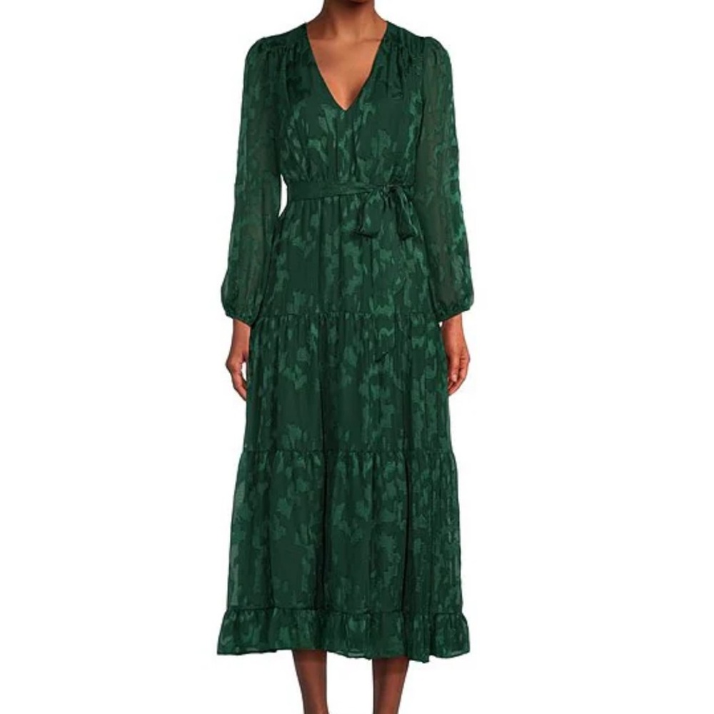 Taylor midi dress emerald green size 2 NWOT